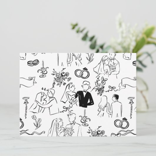 hand drawn wedding marriage engagement proposal 招待状 (スタンド正面)