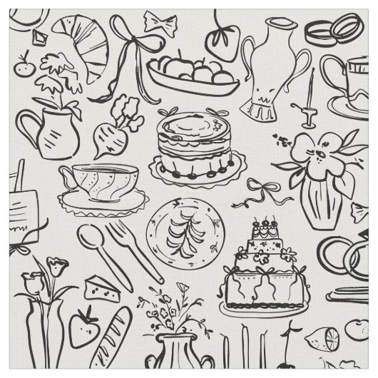 hand drawn wedding marriage vegan vegetarian ファブリック (クローズアップ)