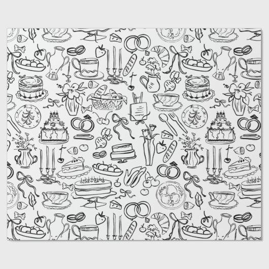 hand drawn wedding marriage vegan vegetarian ラッピングペーパー (フラット)