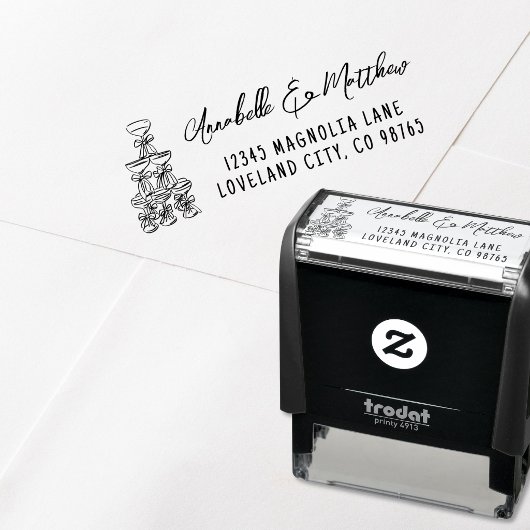 Hand Drawn Wedding Return Address セルフインキングスタンプ