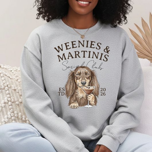Hand Drawn Weenies and Martinis Dachshund スウェットシャツ