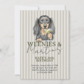 Hand Drawn Weenies and Martinis Dachshund 招待状 (正面)