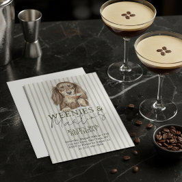 Hand Drawn Weenies and Martinis Dachshund 招待状
