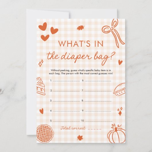 Hand Drawn What's In The Diaper Bag Baby Shower 招待状 (正面)