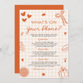 Hand Drawn What's on Your Phone Baby Shower Game 招待状 (正面/裏面)