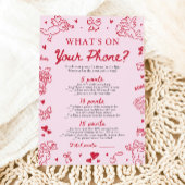 Hand Drawn What's on Your Phone Baby Shower Game 招待状