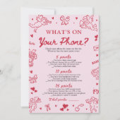 Hand Drawn What's on Your Phone Baby Shower Game 招待状 (正面)