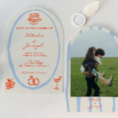 Hand Drawn Whimsical Arched Unique Photo Wedding 招待状