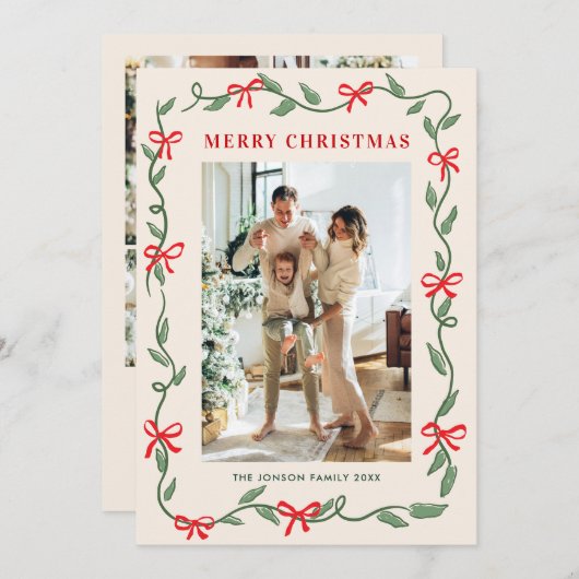 Hand Drawn Whimsical Boho Christmas 5 Photo シーズンカード (正面/裏面)