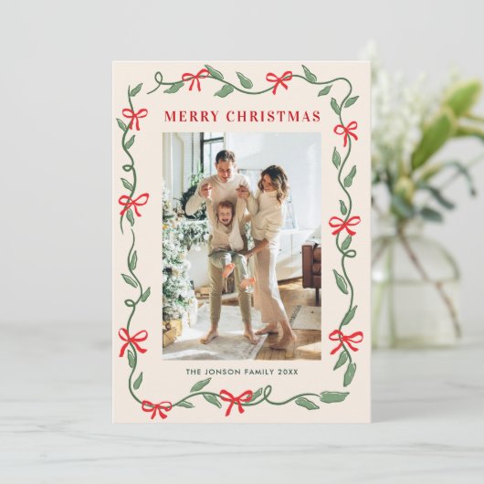 Hand Drawn Whimsical Boho Christmas 5 Photo シーズンカード (スタンド正面)