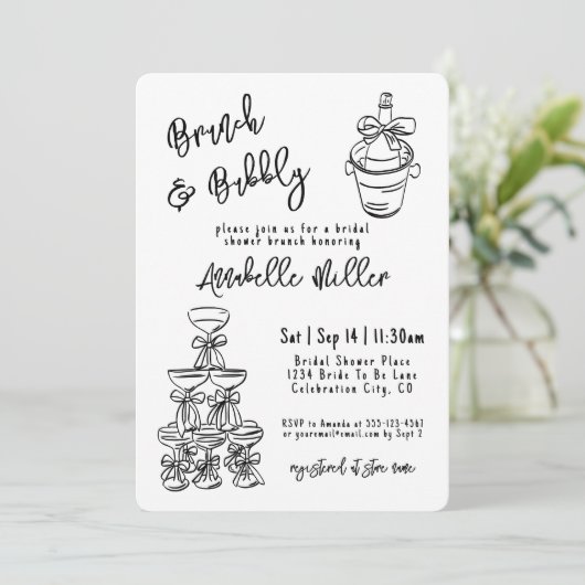 Hand Drawn Whimsical Bridal Shower 招待状 (スタンド正面)