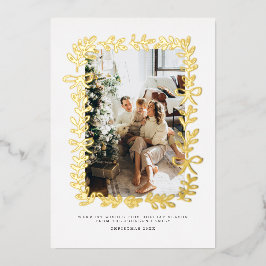 Hand Drawn Whimsical Christmas Family Photo 箔シーズンカード