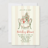 Hand Drawn Whimsical Christmas Holiday Dinner 招待状 (正面)