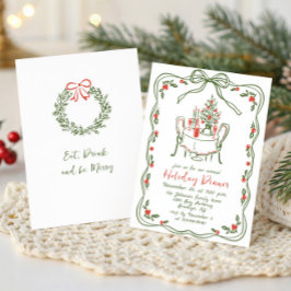 Hand Drawn Whimsical Christmas Holiday Dinner 招待状