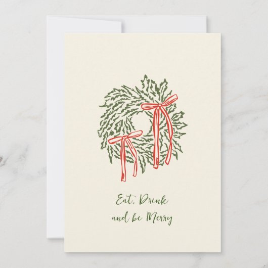 Hand Drawn Whimsical Christmas Holiday Dinner Invi 招待状 (裏面)