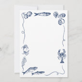Hand Drawn Whimsical Coastal Navy Blue Wedding 招待状 (裏面)