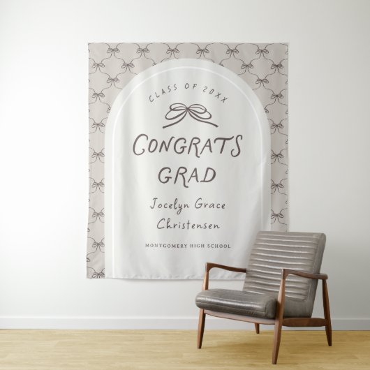 Hand Drawn Whimsical Congrats Grad Party Backdrop タペストリー (インサイチュ)