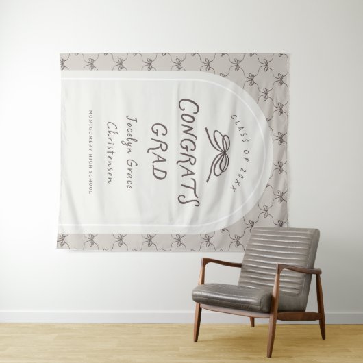 Hand Drawn Whimsical Congrats Grad Party Backdrop タペストリー (インサイチュ(横))