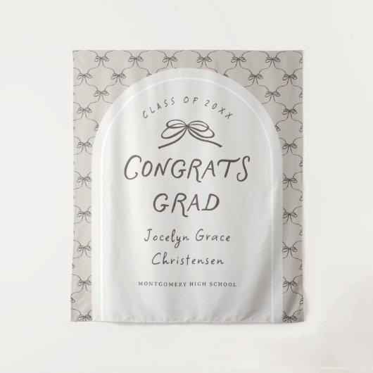 Hand Drawn Whimsical Congrats Grad Party Backdrop タペストリー (正面)