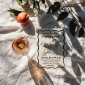 Hand Drawn Whimsical cosmic moon wedding invite セーブザデート