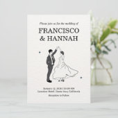 Hand Drawn Whimsical Couple Wedding 招待状 (スタンド正面)