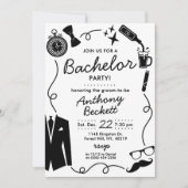 Hand Drawn Whimsical Doodles Bachelor Party 招待状 (正面)