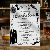 Hand Drawn Whimsical Doodles Bachelor Party 招待状