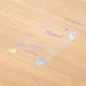 Hand Drawn Whimsical Doodles Easter Party アクリル招待状 (レイダウン)