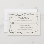 Hand Drawn Whimsical Doodles Wavy Frame RSVP (正面)