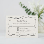 Hand Drawn Whimsical Doodles Wavy Frame RSVP (スタンド正面)