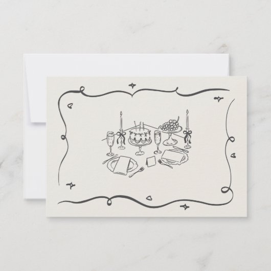 Hand Drawn Whimsical Doodles Wavy Frame RSVP (裏面)
