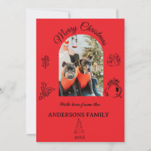 Hand drawn whimsical Flat Holiday Card