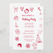 Hand drawn whimsical holiday party 招待状 (正面/裏面)