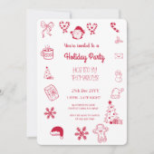 Hand drawn whimsical holiday party 招待状 (正面)