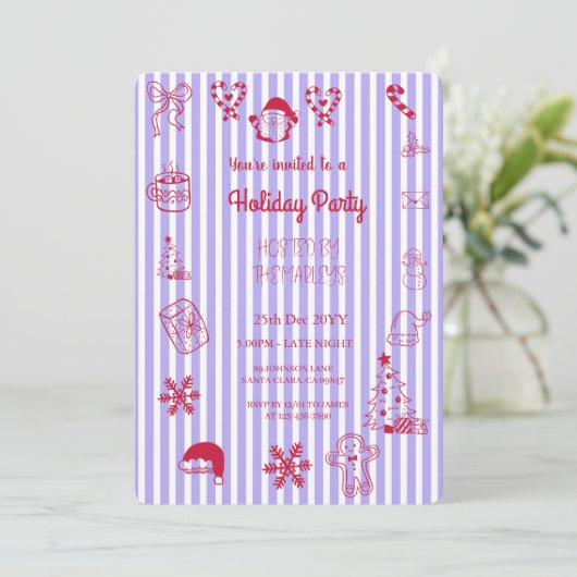 Hand drawn whimsical holiday party 招待状 (スタンド正面)