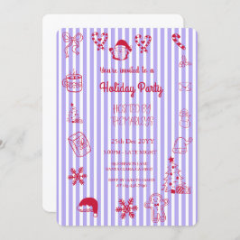Hand drawn whimsical holiday party 招待状