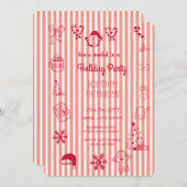 Hand drawn whimsical holiday party 招待状 (正面/裏面)