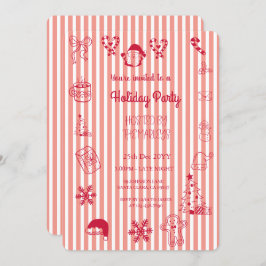 Hand drawn whimsical holiday party 招待状