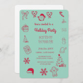 Hand drawn whimsical holiday party 招待状 (正面/裏面)