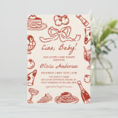 Hand Drawn Whimsical Italian Pizza Baby Shower 招待状 (スタンド正面)