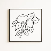 Hand-Drawn Whimsical Lemon Branch Art ポスター