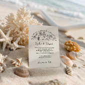 Hand-drawn whimsical line art wedding style 招待状