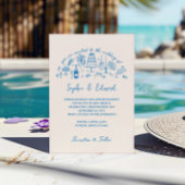 Hand-drawn whimsical line art wedding style 招待状