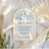 Hand-drawn whimsical line art wedding style 招待状