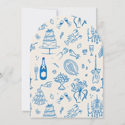 Hand-drawn whimsical line art wedding style 招待状 (裏面)