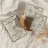 Hand Drawn Whimsical Moon wedding invitation セーブザデート