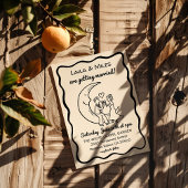 Hand Drawn Whimsical Moon wedding invitation セーブザデート