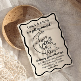 Hand Drawn Whimsical Moon wedding invitation セーブザデート