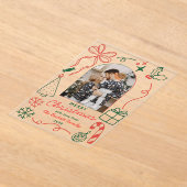 Hand Drawn Whimsical Photo Arch Christmas Card アクリル招待状 (レイダウン)