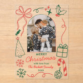 Hand Drawn Whimsical Photo Arch Christmas Card アクリル招待状 (正面)